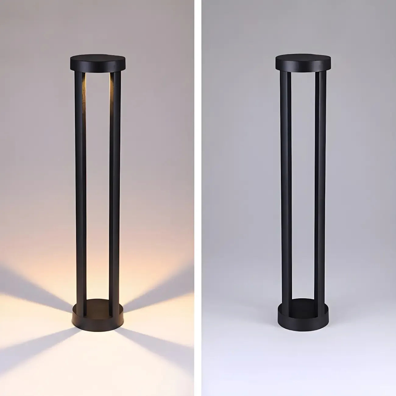 Borne lumineuse LED moderne en métal noir pour allée extérieure