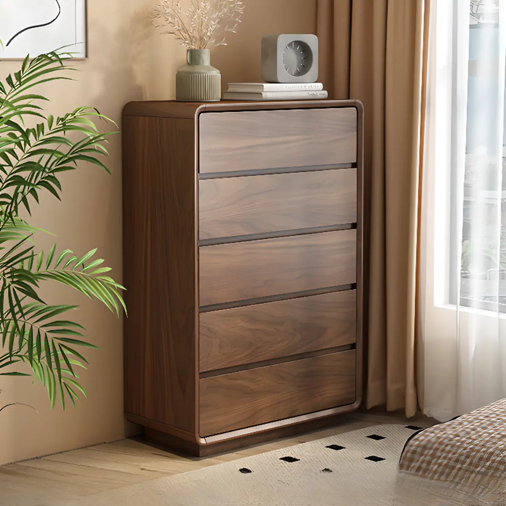 Commode double minimaliste en bois brun avec 9 tiroirs de rangement