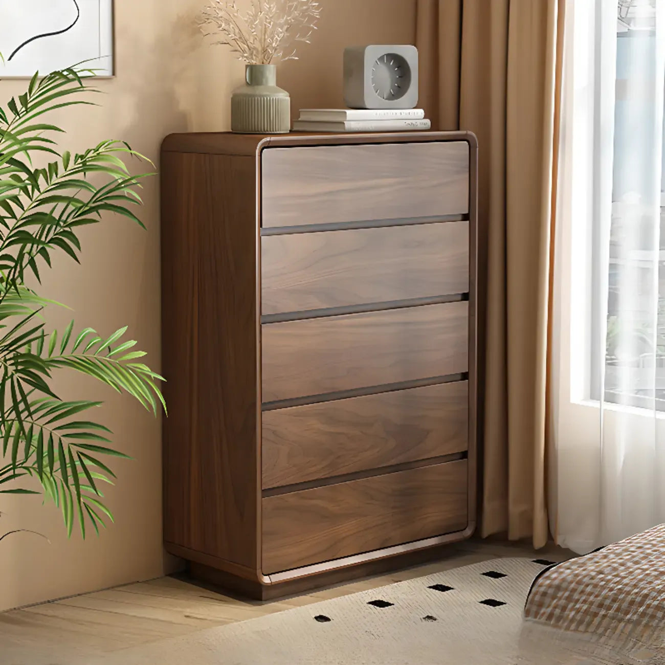 Commode double minimaliste en bois brun avec 9 tiroirs de rangement