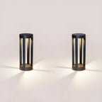 Borne lumineuse LED moderne en métal noir pour allée extérieure