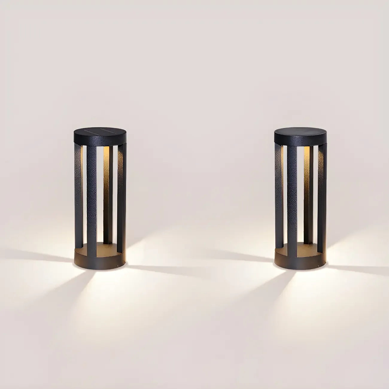 Borne lumineuse LED moderne en métal noir pour allée extérieure