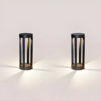 Borne lumineuse LED moderne en métal noir pour allée extérieure