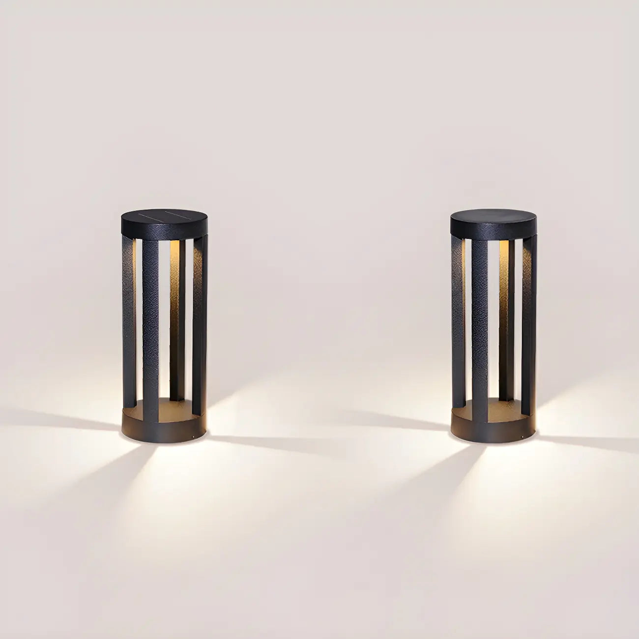 Borne lumineuse LED moderne en métal noir pour allée extérieure