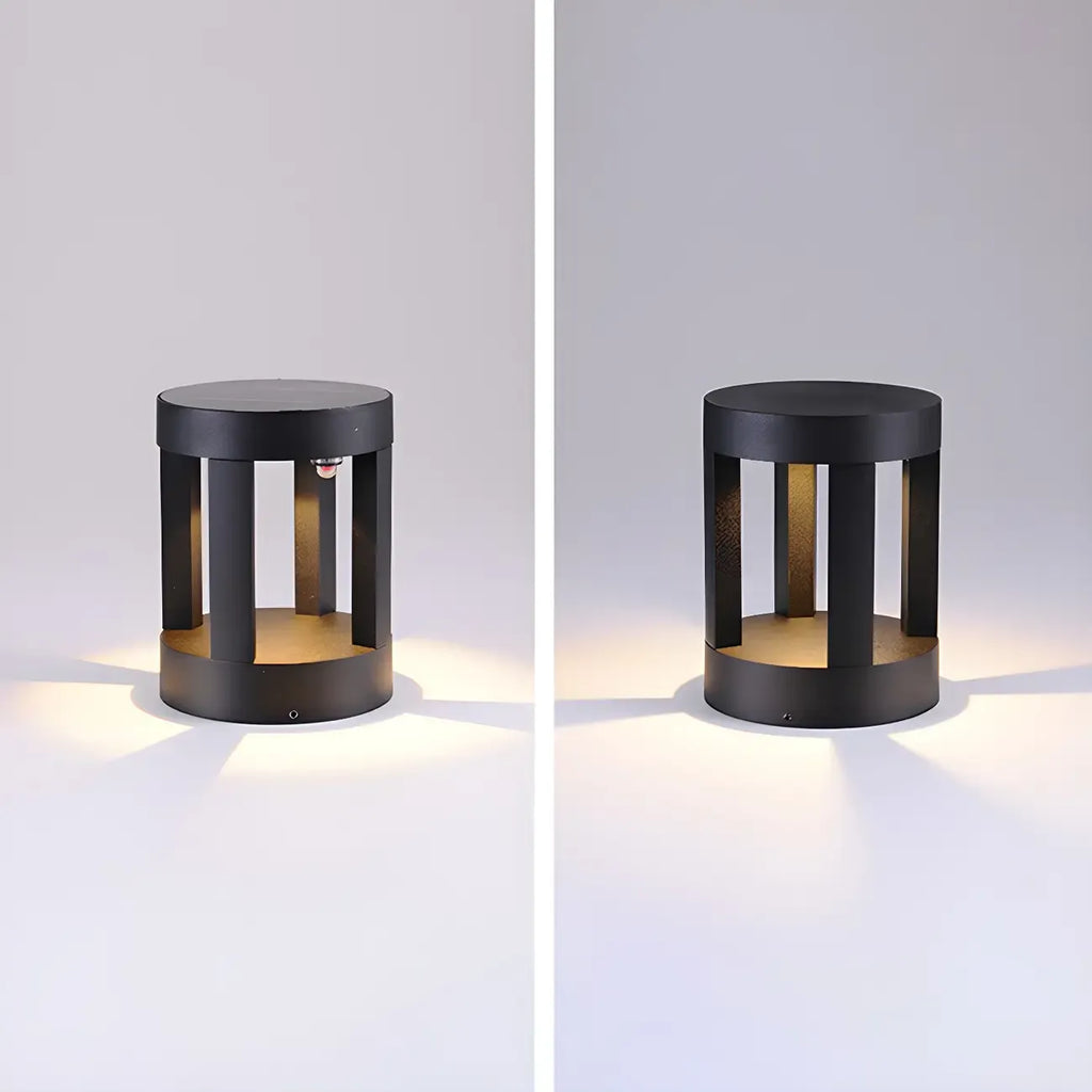 Borne lumineuse LED moderne en métal noir pour allée extérieure