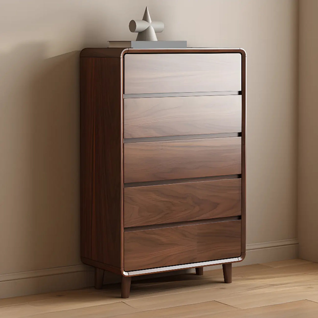 Commode double minimaliste en bois brun avec 9 tiroirs de rangement