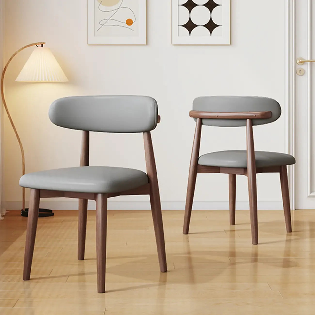 Ensemble de 2 chaises de salle à manger en bois de style moderne du milieu du siècle