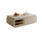 Table basse rectangulaire moderne en bois noir avec tiroirs