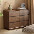Commode double minimaliste en bois brun avec 9 tiroirs de rangement