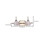 Applique murale moderne à trois lampes en laiton avec globe, à placer au-dessus du miroir.