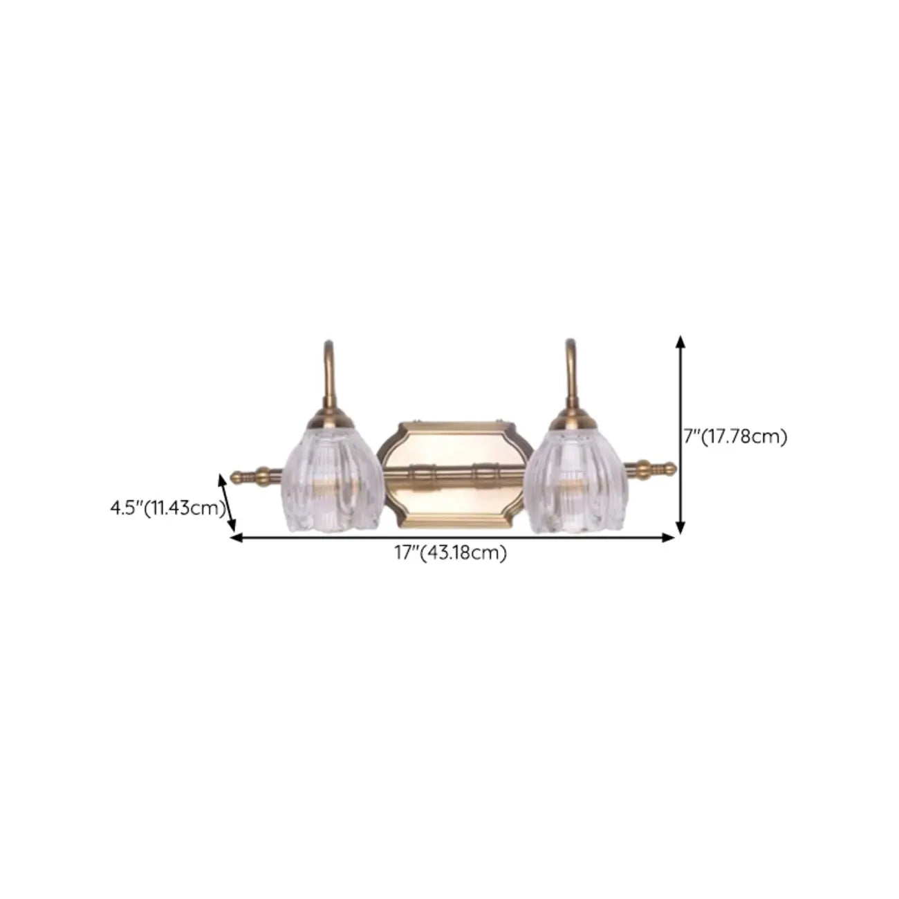 Applique murale moderne à trois lampes en laiton avec globe, à placer au-dessus du miroir.