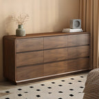 Commode double minimaliste en bois brun avec 9 tiroirs de rangement