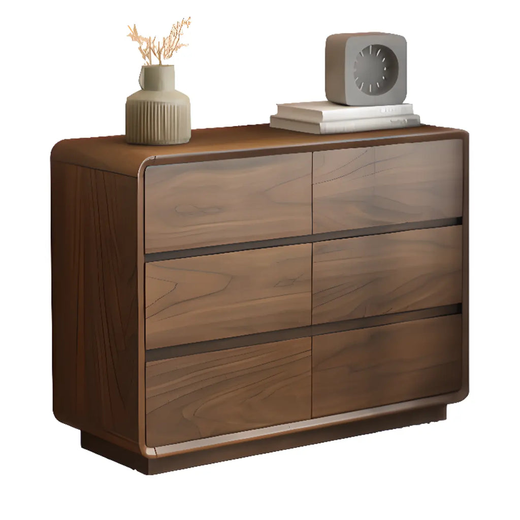Commode double minimaliste en bois brun avec 9 tiroirs de rangement