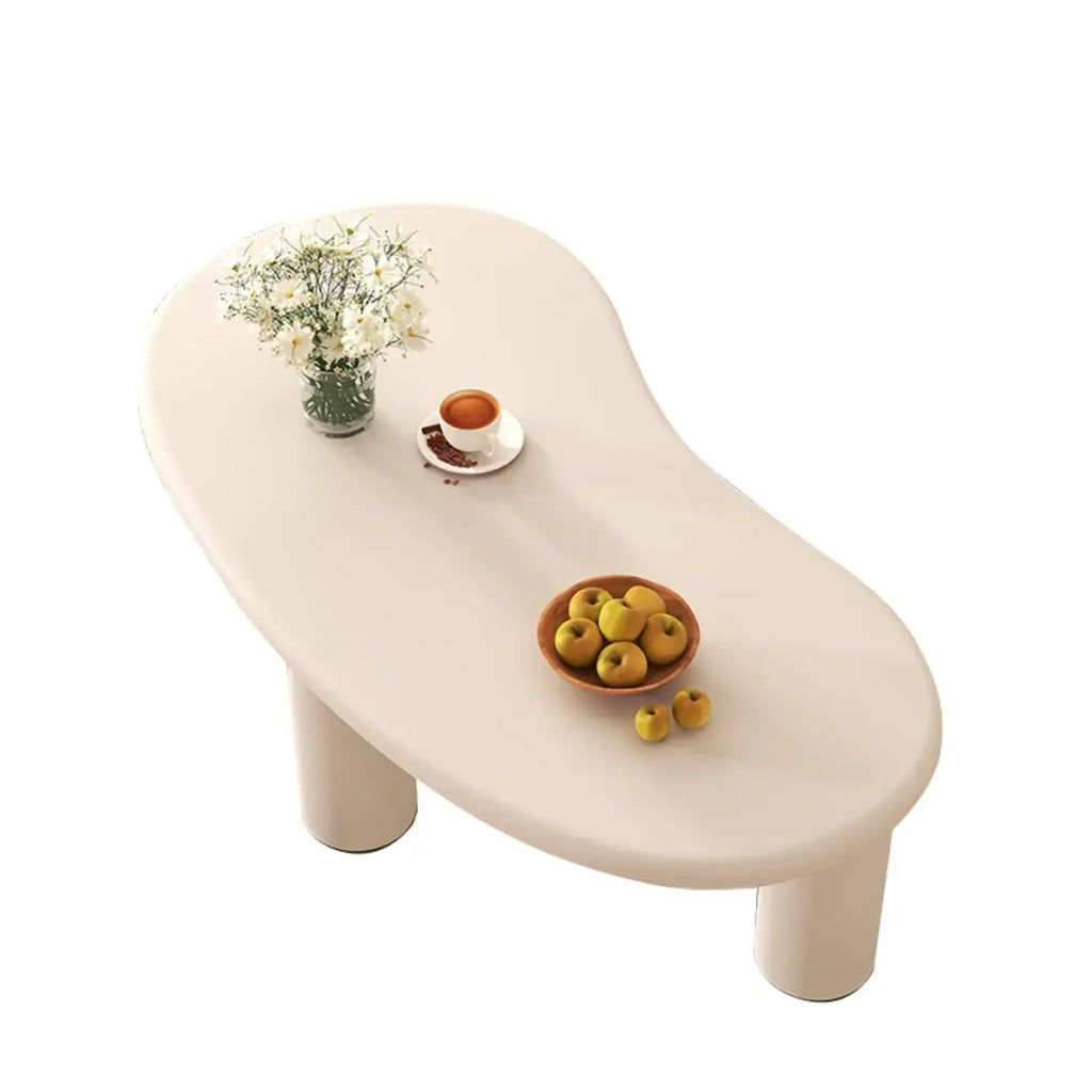 Petite table basse blanche moderne de forme irrégulière, facile à assembler