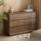 Commode double minimaliste en bois brun avec 9 tiroirs de rangement
