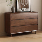 Commode double minimaliste en bois brun avec 9 tiroirs de rangement