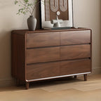 Commode double minimaliste en bois brun avec 9 tiroirs de rangement