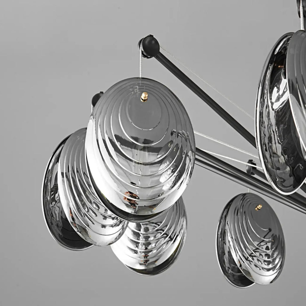 Lustres modernes réglables en métal gris argenté et coquillage