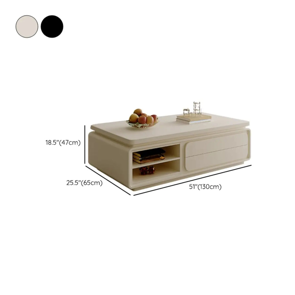 Table basse rectangulaire moderne en bois noir avec tiroirs