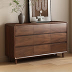 Commode double minimaliste en bois brun avec 9 tiroirs de rangement