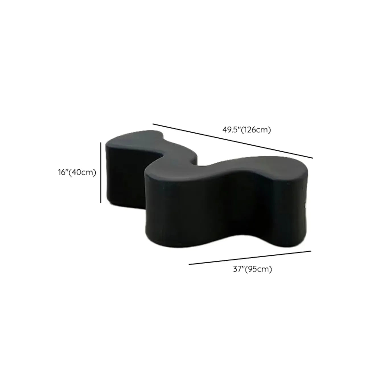 Table basse moderne en résine noire ondulée au design abstrait