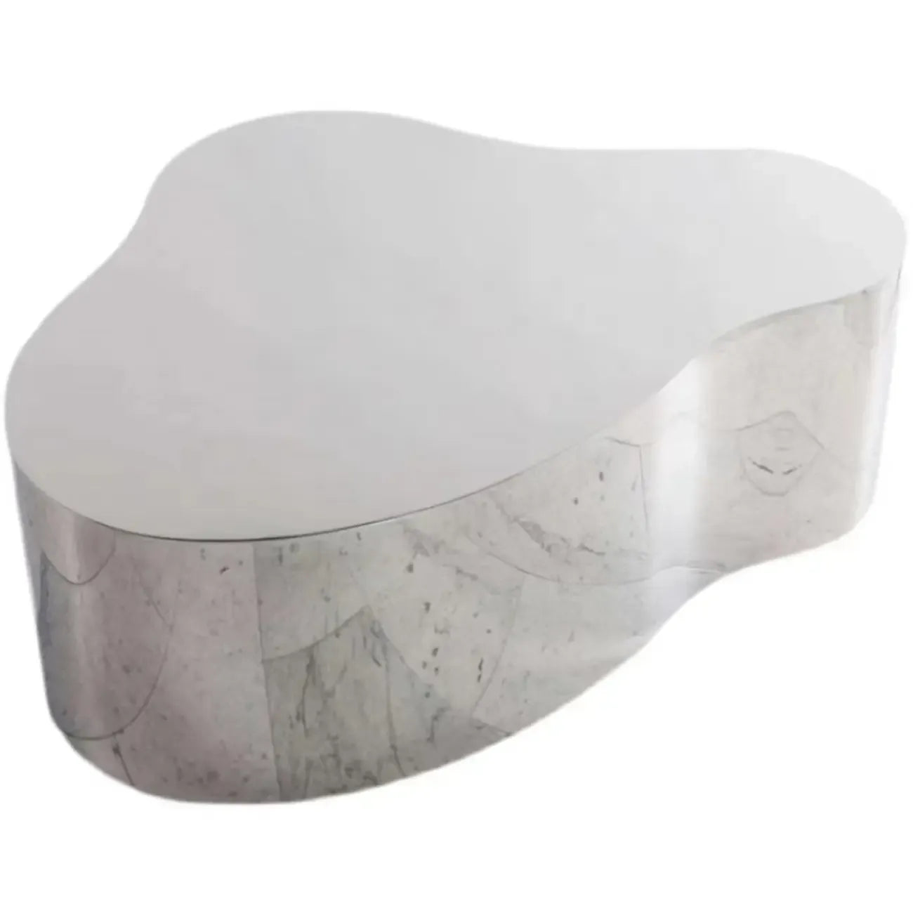Table basse moderne abstraite en métal et miroir