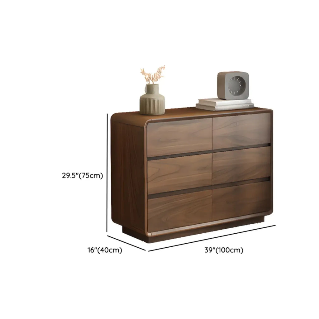 Commode double minimaliste en bois brun avec 9 tiroirs de rangement