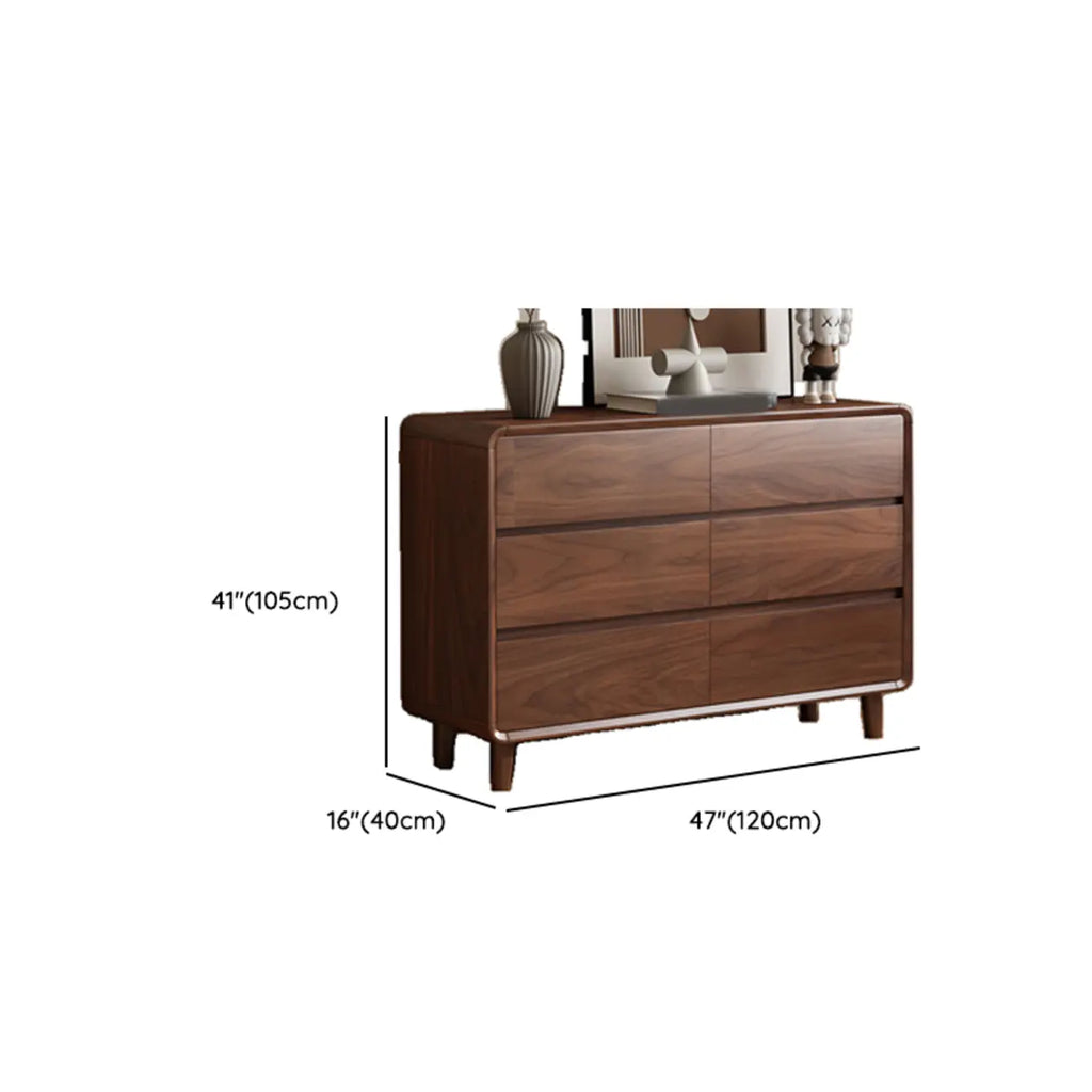 Commode double minimaliste en bois brun avec 9 tiroirs de rangement