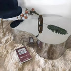 Table basse moderne abstraite en métal et miroir