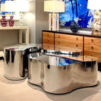 Table basse moderne abstraite en métal et miroir