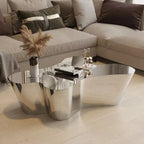 Table basse moderne abstraite en métal et miroir