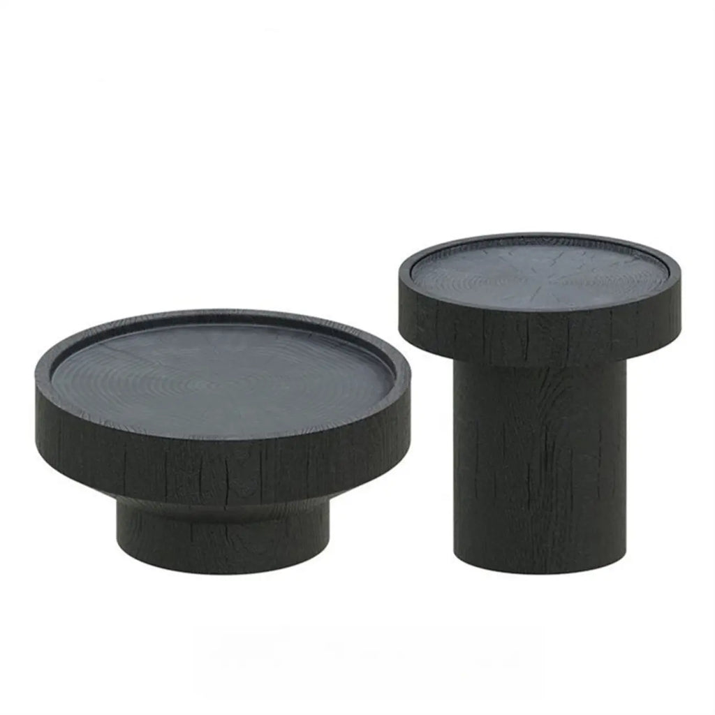 Table basse moderne en bois massif noir au design unique