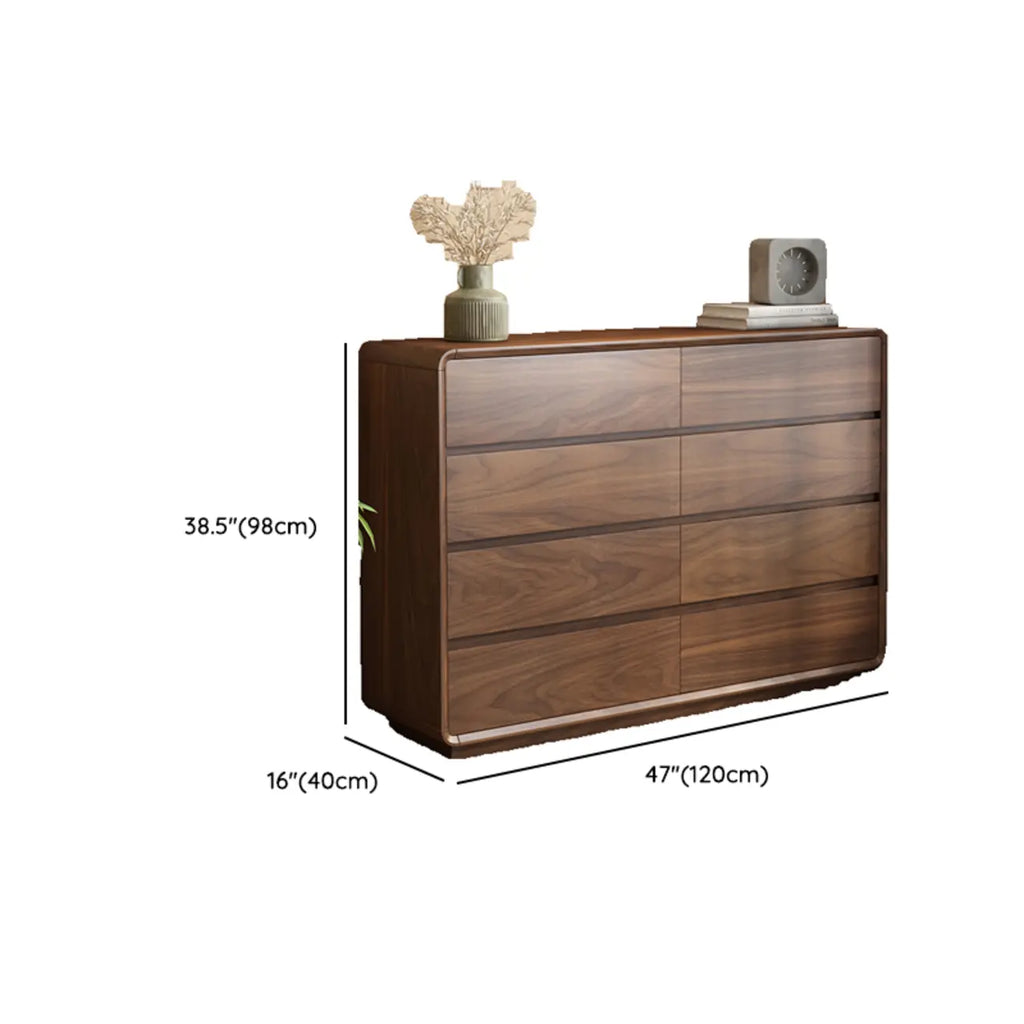 Commode double minimaliste en bois brun avec 9 tiroirs de rangement