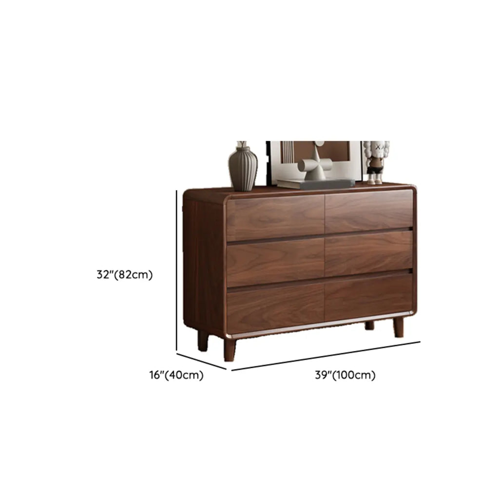 Commode double minimaliste en bois brun avec 9 tiroirs de rangement