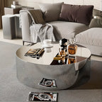 Table basse moderne abstraite en métal et miroir