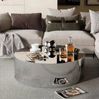 Table basse moderne abstraite en métal et miroir