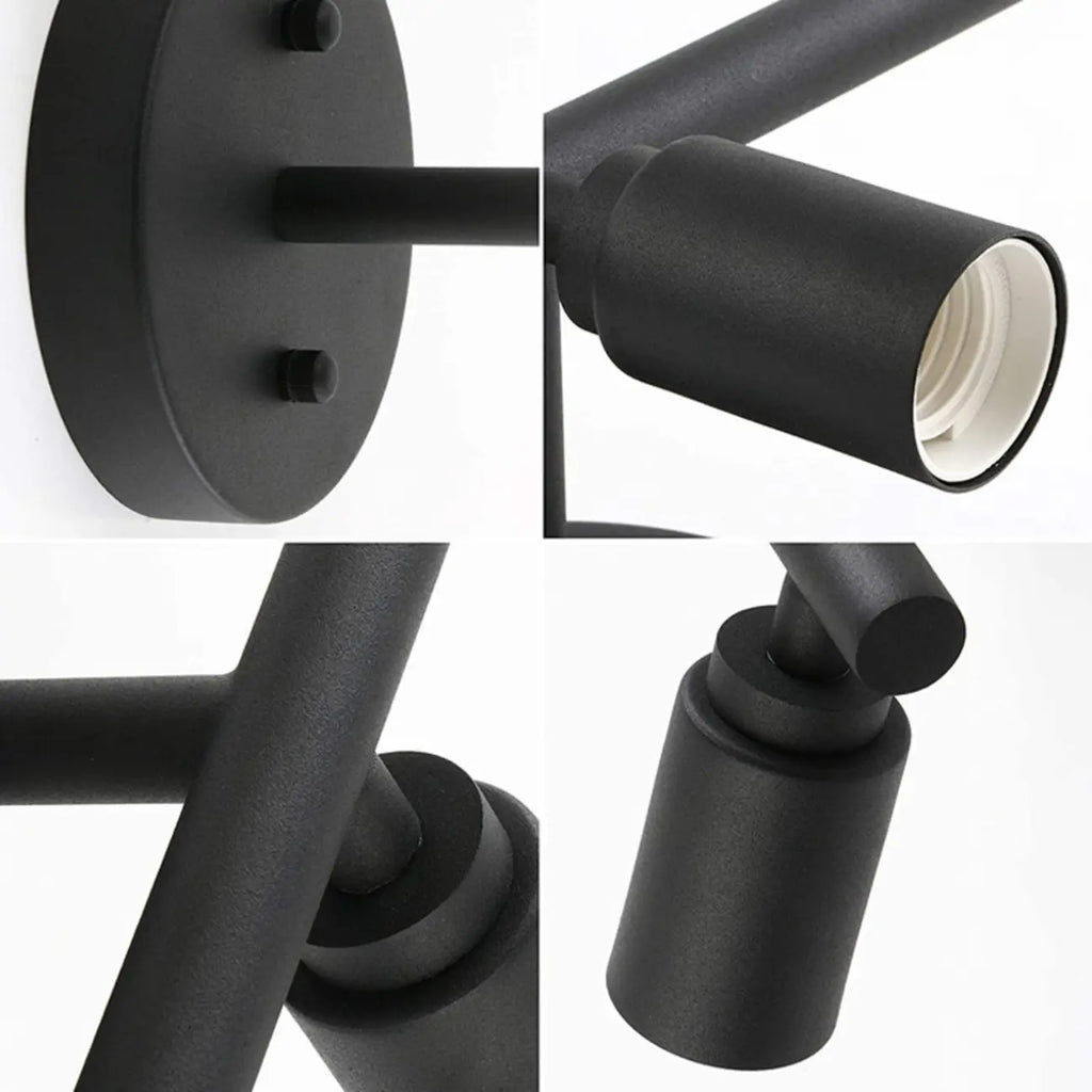 Applique murale industrielle à 3 têtes noires avec abat-jour
