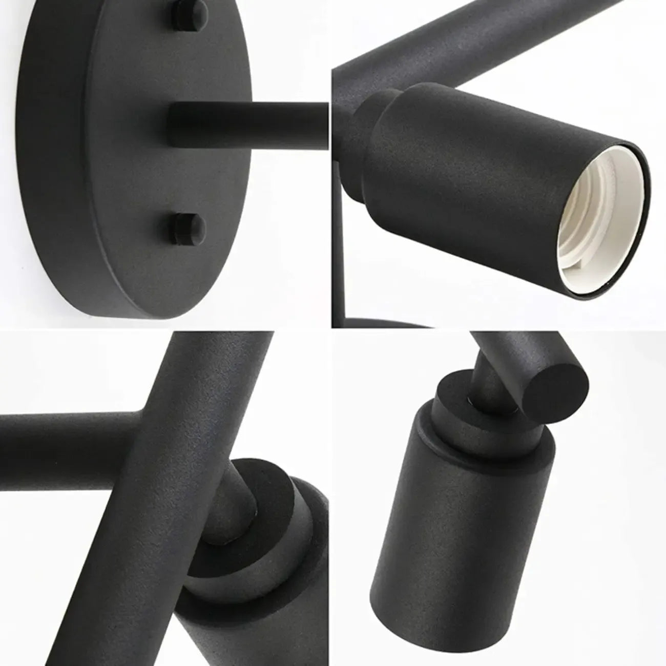 Applique murale industrielle à 3 têtes noires avec abat-jour