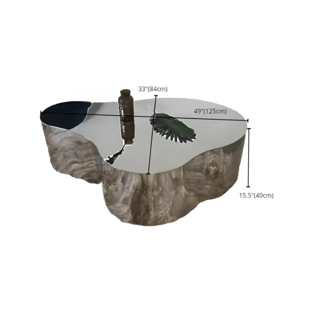 Table basse moderne abstraite en métal et miroir