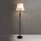 Lampadaire élégant et traditionnel avec abat-jour en tissu géométrique pour salon