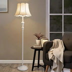 Lampadaire élégant et traditionnel avec abat-jour en tissu géométrique pour salon