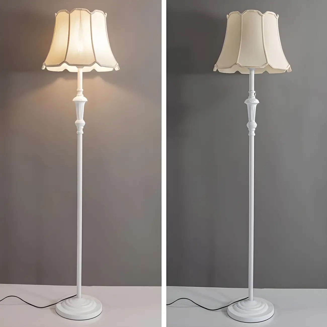 Lampadaire élégant et traditionnel avec abat-jour en tissu géométrique pour salon