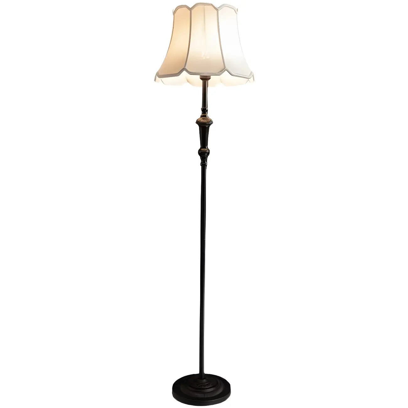 Lampadaire élégant et traditionnel avec abat-jour en tissu géométrique pour salon