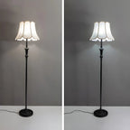 Lampadaire élégant et traditionnel avec abat-jour en tissu géométrique pour salon