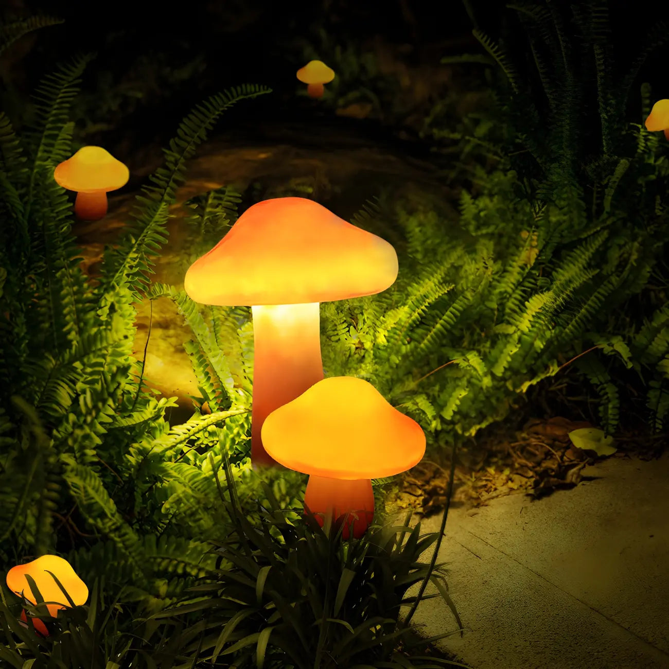 Ravissante lampe LED en forme de champignon pour allée de jardin