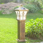 Borne lumineuse LED rustique en métal doré pour allée de cour