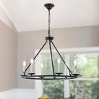 Lustre industriel en fer noir pour salle à manger