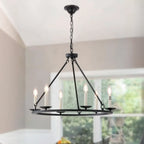 Lustre industriel en fer noir pour salle à manger