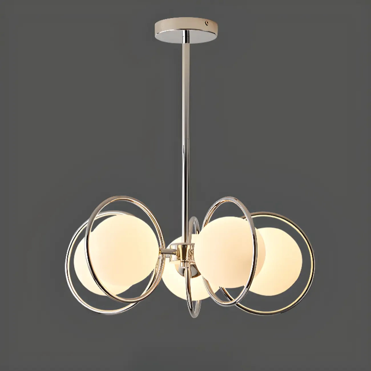 Lustre moderne à globe LED avec design circulaire en verre