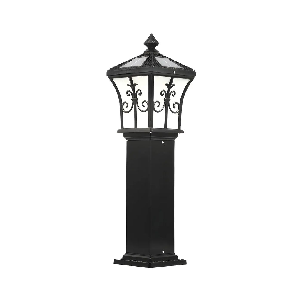 Borne lumineuse LED rustique en métal doré pour allée de cour