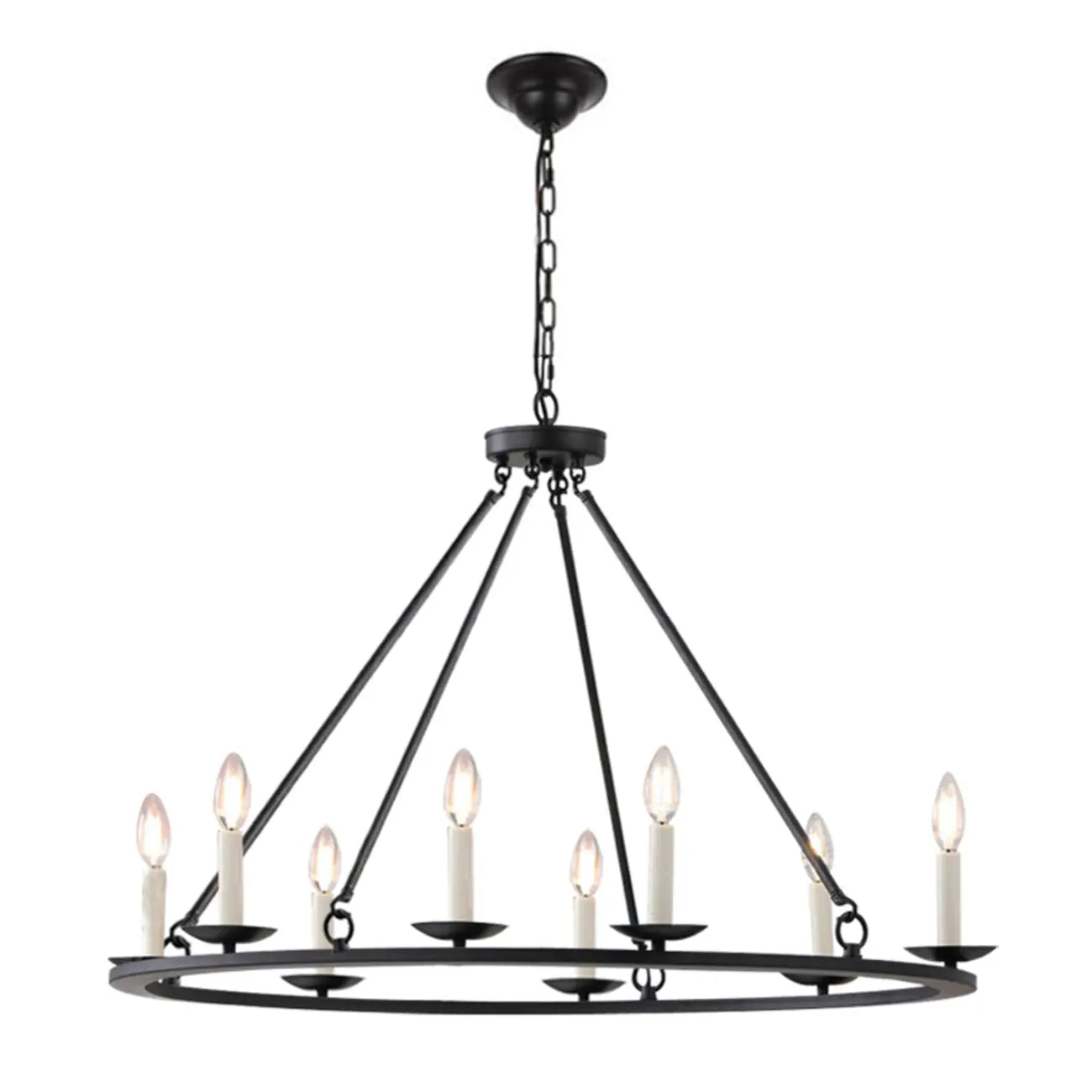 Lustre industriel en fer noir pour salle à manger